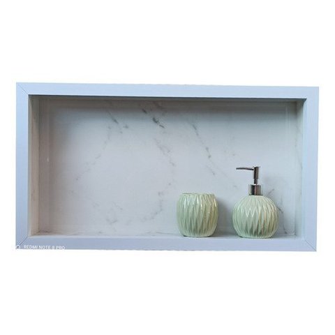 Nicho Porcelanato Branco Santorine Original para Banheiro 60x32cm