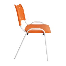 Jogo Mesa Quadrada 70x70 para Restaurante Comércio com 4 Cadeiras Iso Laranja Base Branca Ecomhome - 3