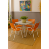 Jogo Mesa Quadrada 70x70 para Restaurante Comércio com 4 Cadeiras Iso Laranja Base Branca Ecomhome - 1