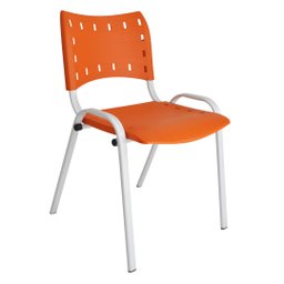 Jogo Mesa Quadrada 70x70 para Restaurante Comércio com 4 Cadeiras Iso Laranja Base Branca Ecomhome - 2