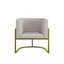 Ver imagem 3 de Poltrona Corino Decorativa Lua Recepção Base Ferro Gold Cor:bege