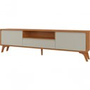 Ver mais imagens de Conjunto Sala de Estar Vertex com Rack Painel Ripado e Buffet MDF 237cm Off White Mavaular Móveis