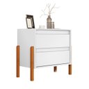 Ver imagem 5 de Mesa de Cabeceira Verona 2 Gavetas com Corrediça Telescópica e Pés de Madeira:Branco/Nature/Branco