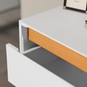 Ver imagem 7 de Mesa de Cabeceira Verona 2 Gavetas com Corrediça Telescópica e Pés de Madeira:Branco/Nature/Branco