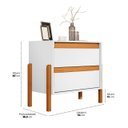 Ver imagem 6 de Mesa de Cabeceira Verona 2 Gavetas com Corrediça Telescópica e Pés de Madeira:Branco/Nature/Branco