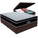 Ver imagem 1 de Cama Box Baú Marrom e Colchão Elegant Molas Ensacadas Casal Ortobom