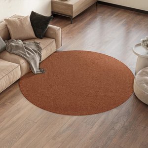 Tapete Redondo Bouclé Terra Cota Ø135cm Antiderrapante