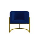 Ver imagem 3 de Poltrona Cadeira Decorativa Lua Recepção Base de Ferro Gold Cor:azul Marinho