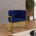Ver imagem 2 de Poltrona Cadeira Decorativa Lua Recepção Base de Ferro Gold Cor:azul Marinho