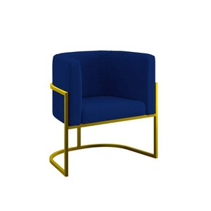 Poltrona Cadeira Decorativa Lua Recepção Base de Ferro Gold Cor:azul Marinho