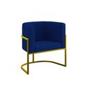 Ver imagem 1 de Poltrona Cadeira Decorativa Lua Recepção Base de Ferro Gold Cor:azul Marinho