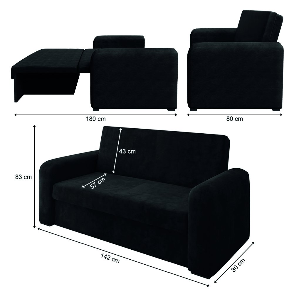Sofá Cama Beny Versátil 2 Lugares em Veludo Selmer - 3