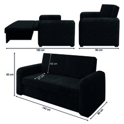 Sofá Cama Beny Versátil 2 Lugares em Veludo Selmer - 3