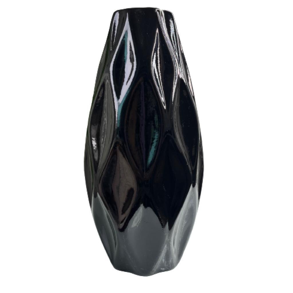 Vaso centro de mesa preto grande de cerâmica decorativo - 1