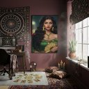 Ver imagem 1 de Quadro Umbanda Cigana Esmeralda - 70x50cm:moldura Branca