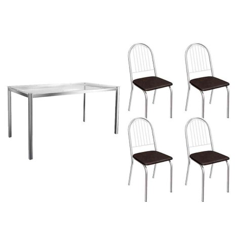 Mesa Cozinha Reno 150 + 4 Cad Noruega Cromado Kappesberg