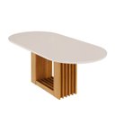 Ver imagem 3 de Mesa de Jantar Oval 210x100cm MDF/Vidro Jambu CabeCasa MadeiraOriginals Off White/Cinamomo