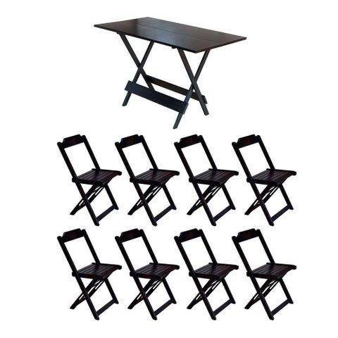 Conjunto Mesa De Madeira Dobravel 1,20X70 Tabaco 8 Cadeiras - Marrom