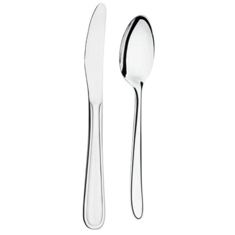 Jogo 1 2facas 20cm e 12 Colheres 18cm Inox Siena Brinox Mesa Posta Jantar Almoço
