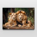 Ver imagem 3 de Quadro Decorativo Retrato Família Leão Leoa com Dois Filhotes Sala Quarto Casa Escritório