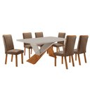 Ver imagem 1 de Mesa de Jantar Yasmin 180cm Tampo Mdf Vidro Canto Copo com 6 Cadeiras Lira