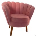 Ver imagem 2 de Kit 2 Poltronas Com Puff  Decorativa Pétala de Flor Veludo Rosa