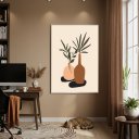 Ver imagem 1 de Quadro Decorativo Vasos Cor Marrom 70x50cm Mold Branca