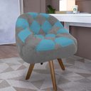 Ver imagem 1 de Poltrona Paloma Escritório Sala Giratória Madeira Suede Cinza e Suede Azul Turquesa - Dominic Decor