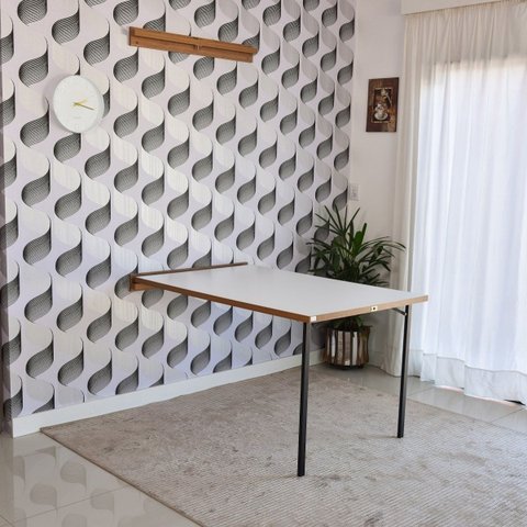 Mesa Dobrável Retrátil de Parede 140x89 Branco/noronha