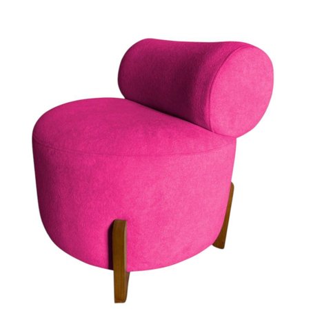 Poltrona Decorativa Mônaco Veludo Rosa Pink