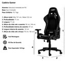 Ver imagem 2 de Cadeira Gamer Reclinável Giratória Preta C/verde Ajustável