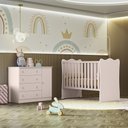 Ver imagem 1 de Quarto de Bebê Doce Sonho com Cômoda 2561 e Berço Simples 1 Qmovi Rosa Acetinado