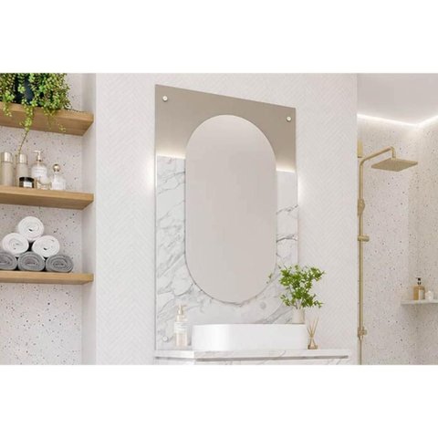 Espelheira Banheiro Decorativo Gales Orgânico Platina MGM