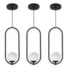 Kit 3 Luminária Pendente Teto Lustre Arco Globo Quarto Preto - 1