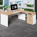 Ver imagem 1 de Mesa para Escritório em L com Gaveteiro F5 3 Gavetas 170cm Macadâmia com Branco F5 Office