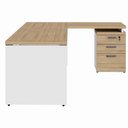 Ver imagem 2 de Mesa para Escritório em L com Gaveteiro F5 3 Gavetas 170cm Macadâmia com Branco F5 Office