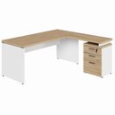 Ver imagem 4 de Mesa para Escritório em L com Gaveteiro F5 3 Gavetas 170cm Macadâmia com Branco F5 Office