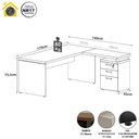 Ver imagem 5 de Mesa para Escritório em L com Gaveteiro F5 3 Gavetas 170cm Macadâmia com Branco F5 Office