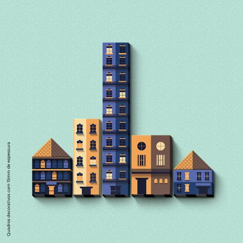 Casas e Prédios da Cidade - Quadros ou Placas Modulares com 8 Peças