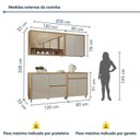 Ver imagem 5 de Cozinha 4 Peças Condessa 7 Portas 100% MDF Bege/Carvalho Greige