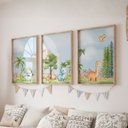 Ver imagem 1 de Kit 3 Quadros Decorativos Infantil - Dino Explorador NO2 - 30x40 - Moldura Madeira