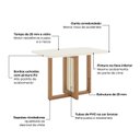 Ver imagem 7 de Conjunto Sala Jantar Mesa Natalí 120cm Canto Arredondado com Vidro 4 Cadeiras Pietra Off White/Nature/Caramelo