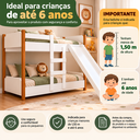 Ver imagem 3 de Beliche Flora Infantil com Escorregador e 2 Colchões Infantil 1,50 Cor Branco com Nature