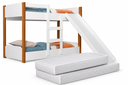 Ver imagem 1 de Beliche Flora Infantil com Escorregador e 2 Colchões Infantil 1,50 Cor Branco com Nature