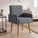 Ver imagem 5 de Kit 2 Poltrona Rebeca Estofada Design Moderno para Sala e Living Madeira Maciça Veludo Cinza