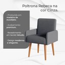 Ver imagem 2 de Kit 2 Poltrona Rebeca Estofada Design Moderno para Sala e Living Madeira Maciça Veludo Cinza