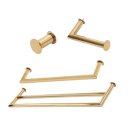 Ver imagem 1 de Kit de Acessórios para Banheiro com 4 Peças em Aço Inox Dourado Linha Tessália com Toalheiro Duplo
