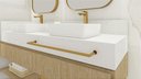 Ver imagem 4 de Kit de Acessórios para Banheiro com 4 Peças em Aço Inox Dourado Linha Tessália com Toalheiro Duplo