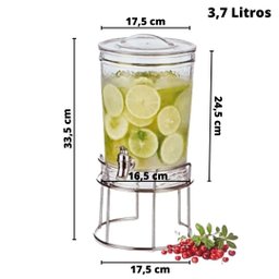 Suqueira de Acrílico 3,7L Sucos Limonada Festas Decoração - 3