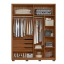 Ver imagem 3 de Guarda Roupa Casal Attore 4 Portas Nogueira com 2 Espelhos e Pés - Demartêz